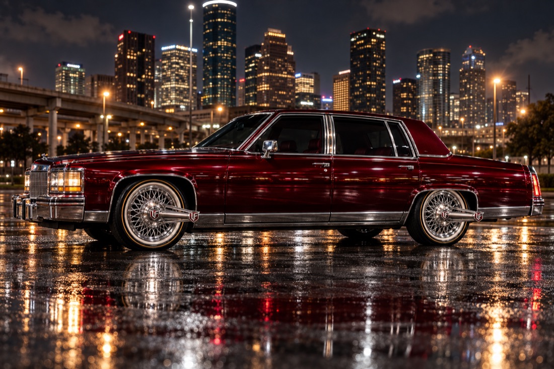 Classic sedan on wire wheels with extended hubs
